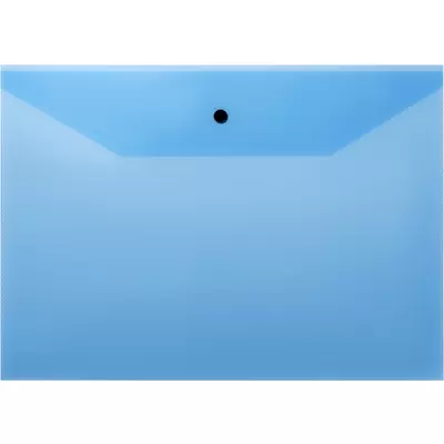 Папка-конверт с кнопкой СТАММ А4, 120мкм, прозрачный, синий
