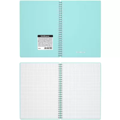 Тетрадь общая с пластиковой обложкой на спирали ErichKrause Pastel Mint, А5, 80 листов, клетка