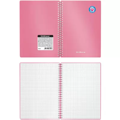 Тетрадь общая с пластиковой обложкой на спирали ErichKrause Bubble Gum, розовый, А5, 80 листов, клет