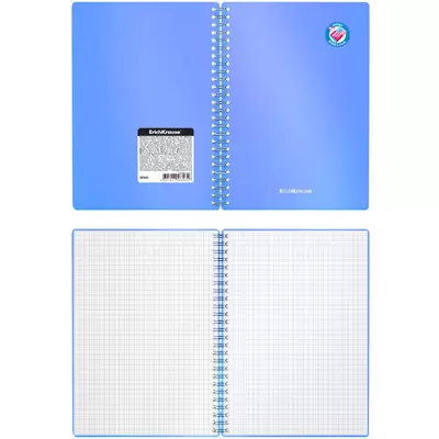 Тетрадь общая с пластиковой обложкой на спирали ErichKrause Bubble Gum, голубой, А5, 80 листов, клет