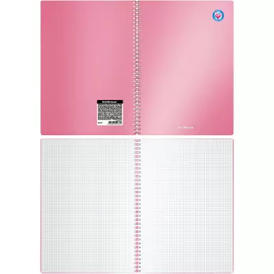 Тетрадь общая с пластиковой обложкой на спирали ErichKrause Bubble Gum, розовый, А4, 80 листов, клет