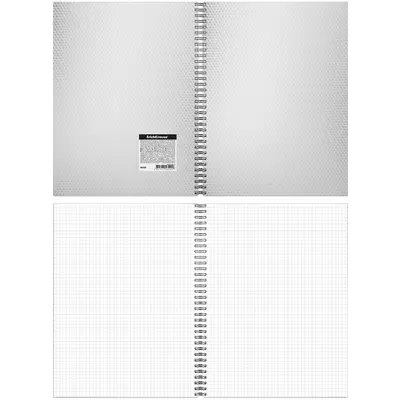 Тетрадь общая с пластиковой обложкой на спирали ErichKrause Total White, А4, 80 листов, клетка