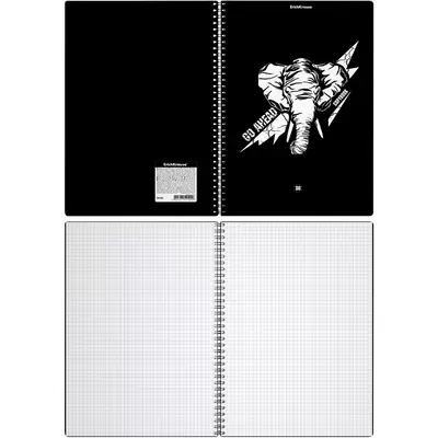 Тетрадь общая с пластиковой обложкой на спирали ErichKrause Go Аhead, Black and White, А4, 80 листов