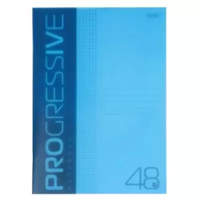 Тетрадь 48л.А4 клетка PROGRESSIVE синий, пластиковая обложка