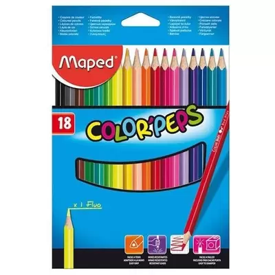 Карандаши цветные 18цв. MAPED.Color Peps треугольные, заточенные, картонная коробка