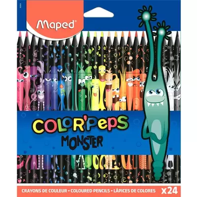 Карандаши цветные 24цв. MAPED. COLOR'' PEPS BLACK MONSTER, пластиковые, декорированные, карт.упак.