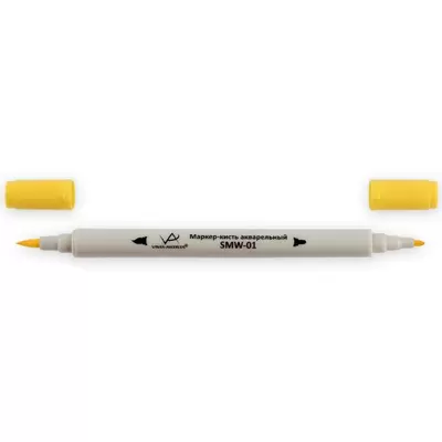 Скетч-маркер акварельный VISTA-ARTISTA 2-х сторонний, пулевидный+кистевой, 0,8-2мм, ярко-желтый