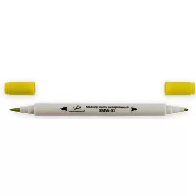 Скетч-маркер акварельный VISTA-ARTISTA 2-х сторонний, пулевидный+кистевой, 0,8-2мм, пастель желтый