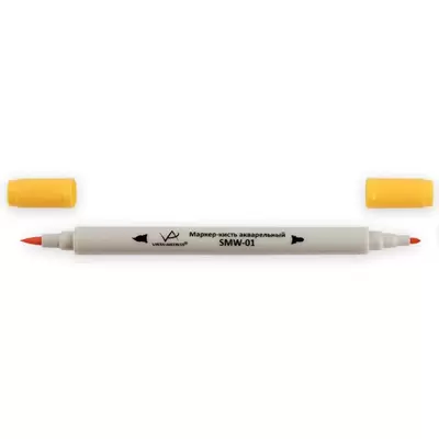 Скетч-маркер акварельный VISTA-ARTISTA 2-х сторонний, пулевидный+кистевой, 0,8-2мм, т. желто-оранж.