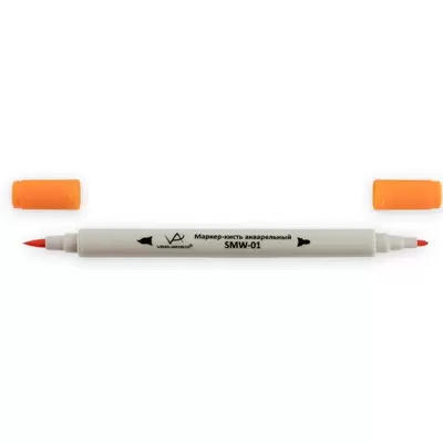 Скетч-маркер акварельный VISTA-ARTISTA 2-х сторонний, пулевидный+кистевой, 0,8-2мм, ярко-оранжевый