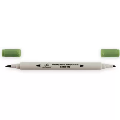 Скетч-маркер акварельный VISTA-ARTISTA 2-х сторонний, пулевидный+кистевой, 0,8-2мм, серо-зеленый