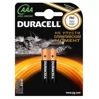 Батарейка DURACELL Basic AAA (LR03) алкалиновая, BL2 (1шт)