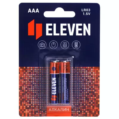 Батарейка ELEVEN AAA (LR03) алкалиновая, BC2 (1шт)