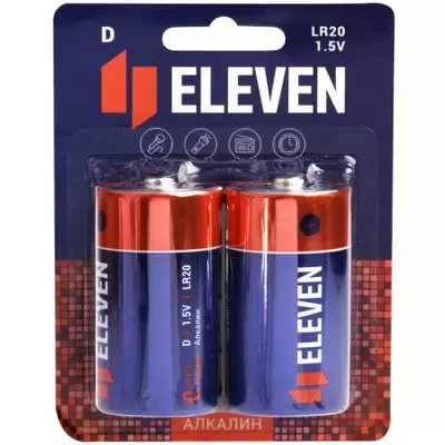 Батарейка Eleven D (LR20) алкалиновая, BC2 (1шт)