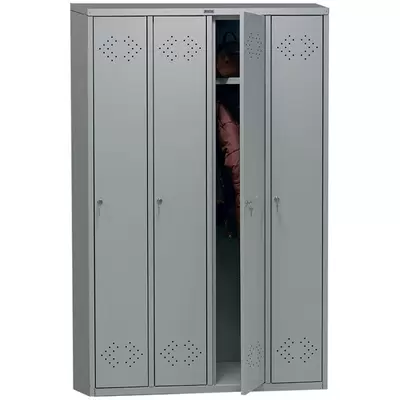 Шкаф металлический для одежды LS-41, 4 секции, 1830x1130x500мм