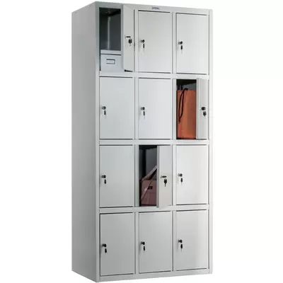 Шкаф металлический для сумок ПРАКТИК Стандарт LS-34, 12 секций, 1830х850х500, серый