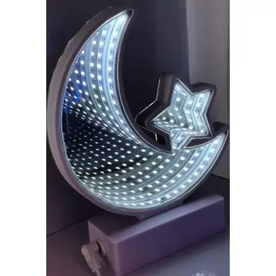 Светильник зеркальный 3D ЛУНА И ЗВЕЗДА 16х20см, белый свет