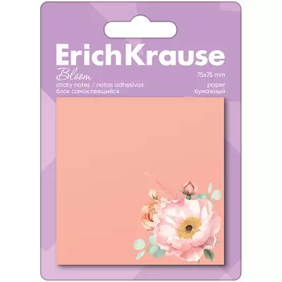Бумага с клеевым краем ERICH KRAUSE Pastel Bloom 75х75мм 50л. персиковый