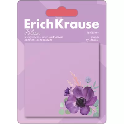 Бумага с клеевым краем ERICH KRAUSE Pastel Bloom 75х75мм 50л. лиловый