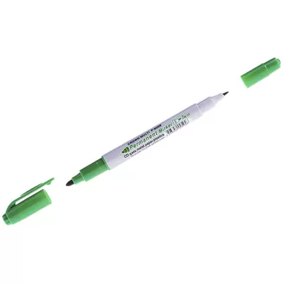 Маркер перманентный CROWN Multi Marker Twin двухсторонний 1-2мм, зеленый