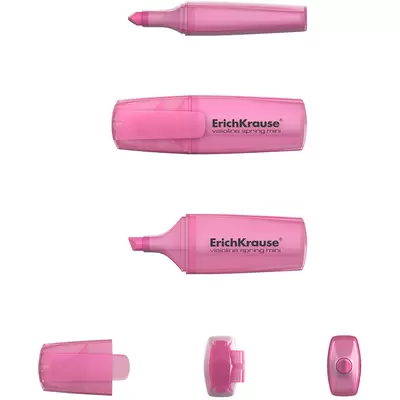 Текстмаркер ErichKrause® Visioline Mini Spring, цвет чернил розовый (в коробке-дисплее по 10 шт.)