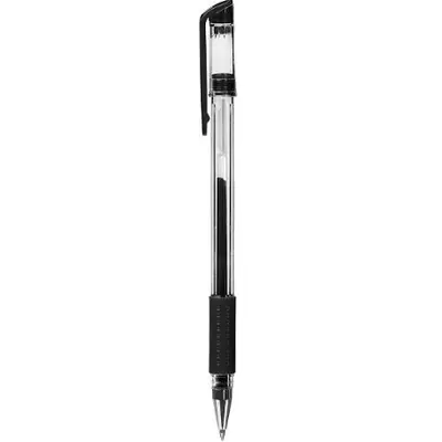 Ручка гелевая HATBER Test 0,7мм, корпус прозрачный, черный