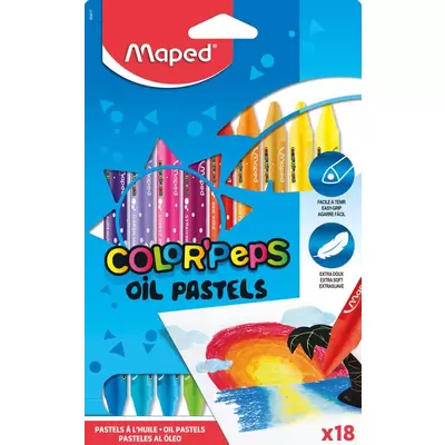 Пастель 18 цв. масляная MAPED. COLOR'' PEPS OIL PASTEL, треугольный корпус,картонная упаковка