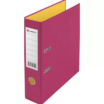 Папка с арочным механизмом 75мм LAMARK А4 с карманом на корешке, собранная, розовый/желтый