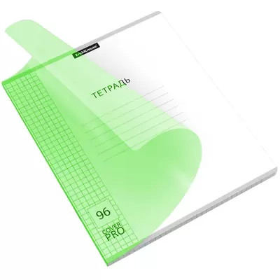 Тетрадь общая ученическая с пластиковой обложкой на скобе ErichKrause Классика CoverPrо Neon, зелены