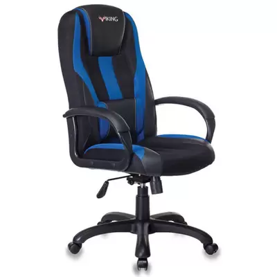 Кресло игровое ZOMBIE 9 BLUE, ткань-экокожа черный/синий