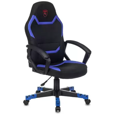 Кресло игровое ZOMBIE 10 BLUE, ткань/экокожа черный/синий