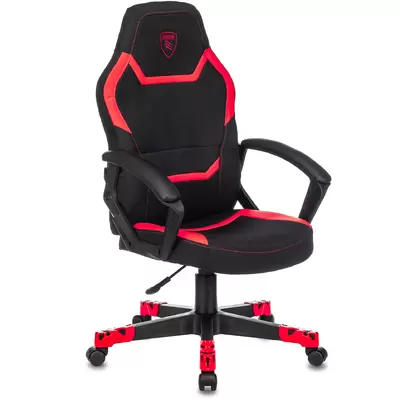 Кресло игровое ZOMBIE 10 RED, ткань/экокожа черный/красный