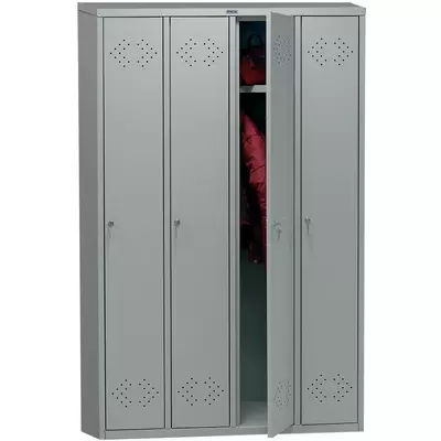 Шкаф медицинский для одежды ПРАКТИК МД LS(LE)-31, 1830*1130*500, серый