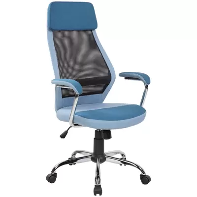 Кресло руководителя Helmi HL-E41 Stylish, ткань/сетка синяя/голубая