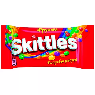 Конфеты жевательные SKITTLES в сахарной глазури Фрукты 38гр