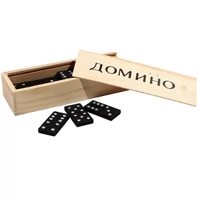 Игра настольная ДОМИНО 14x5см, деревянная коробка