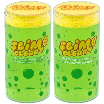 Слайм Slime "Clear-slime. Изумрудный город", зеленый, с пенопласт. шариками, аромат ассорти, 250г
