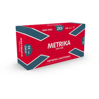 Перчатки ZKS латексные Metrika High Risk  M, 1 пара