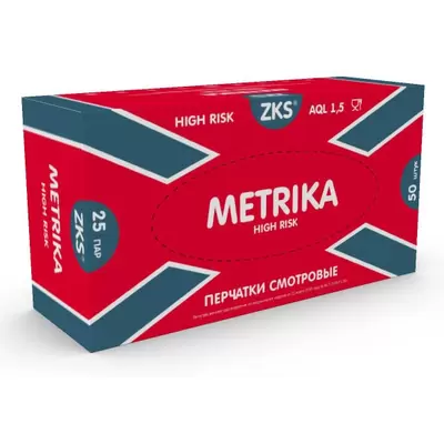Перчатки ZKS латексные Metrika High Risk L, 1 пара