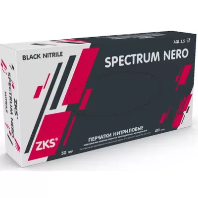 Перчатки нитриловые ZKS Spectrum Nero черные М 50пар/уп