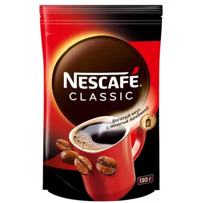 Кофе растворимый Nescafe "Classic", гранулированный/порошкообразный, с молотым, мягкая упаковка, 130