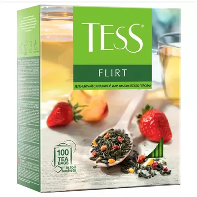 Чай Tess "Flirt", зеленый, 100 фольг. пакетиков по 1,5г
