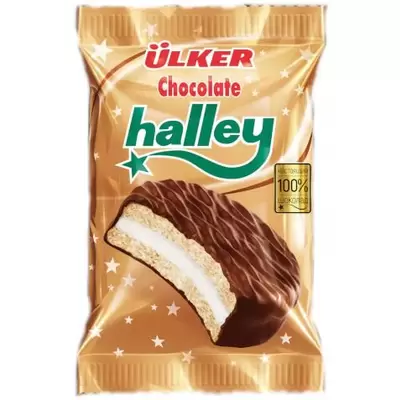 Печенье-сендвич HALLEY в молочном шоколаде, с маршмэллоу 28г