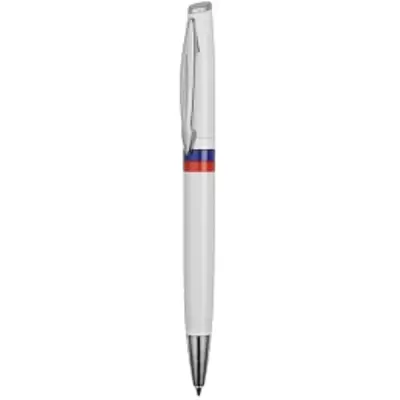 Ручка шариковая автоматическая deVENTE Триколор 0,7мм, корпус белый с российским флагом, синий