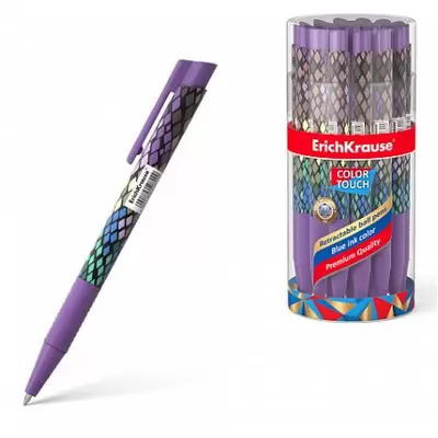 Ручка шариковая автоматическая ERICH KRAUSE ColorTouch Purple Python, синий