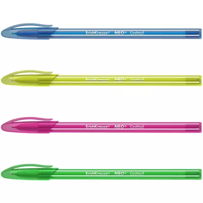Ручка шариковая ErichKrause® Neo® Cocktail, цвет чернил синий (в пакете по 4 шт.)