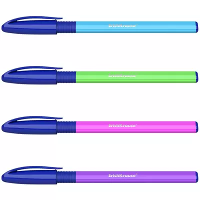 Ручка шариковая ErichKrause® U-109 Neon Stick&Grip 1.0, Ultra Glide Technology, цвет чернил синий (в пакете по 4 шт.)