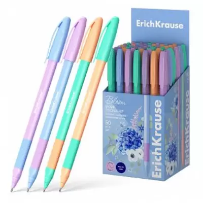 Ручка шариковая ERICH KRAUSE U-109 Stick&Grip Pastel Bloom 1.0мм, синий