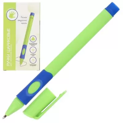 Ручка шариковая КОКОС Обучение письму 0,8мм, корпус зеленый, синий