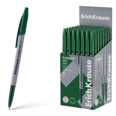 Ручка шариковая ERICH KRAUSE Slender Stick Grey 0,7мм, зеленый